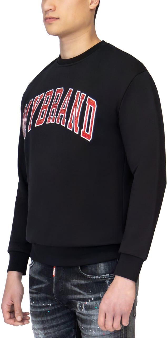 My Brand MYBRAND STRASS VARSITY RED COLLEGE SWEATER | BLACK Zwart