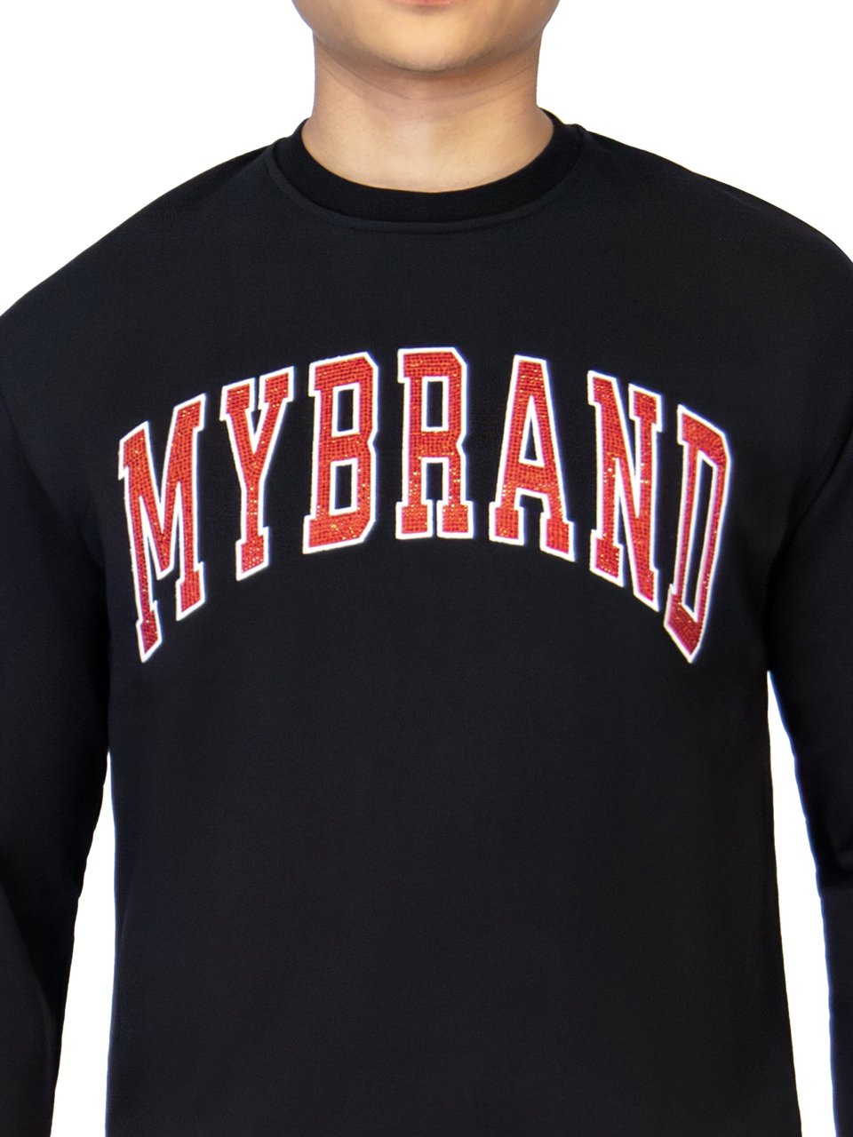 My Brand MYBRAND STRASS VARSITY RED COLLEGE SWEATER | BLACK Zwart