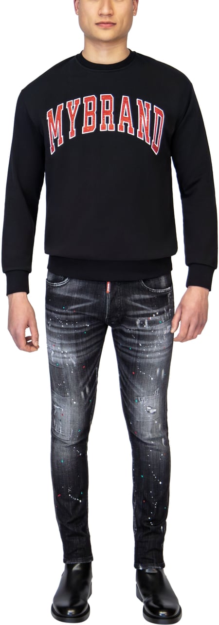 My Brand MYBRAND STRASS VARSITY RED COLLEGE SWEATER | BLACK Zwart