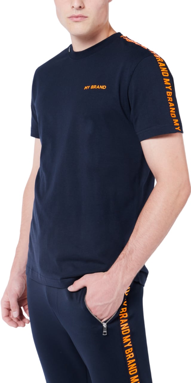 My Brand My Brand Tape T-Shirt | NAVY - ORANGE Blauw