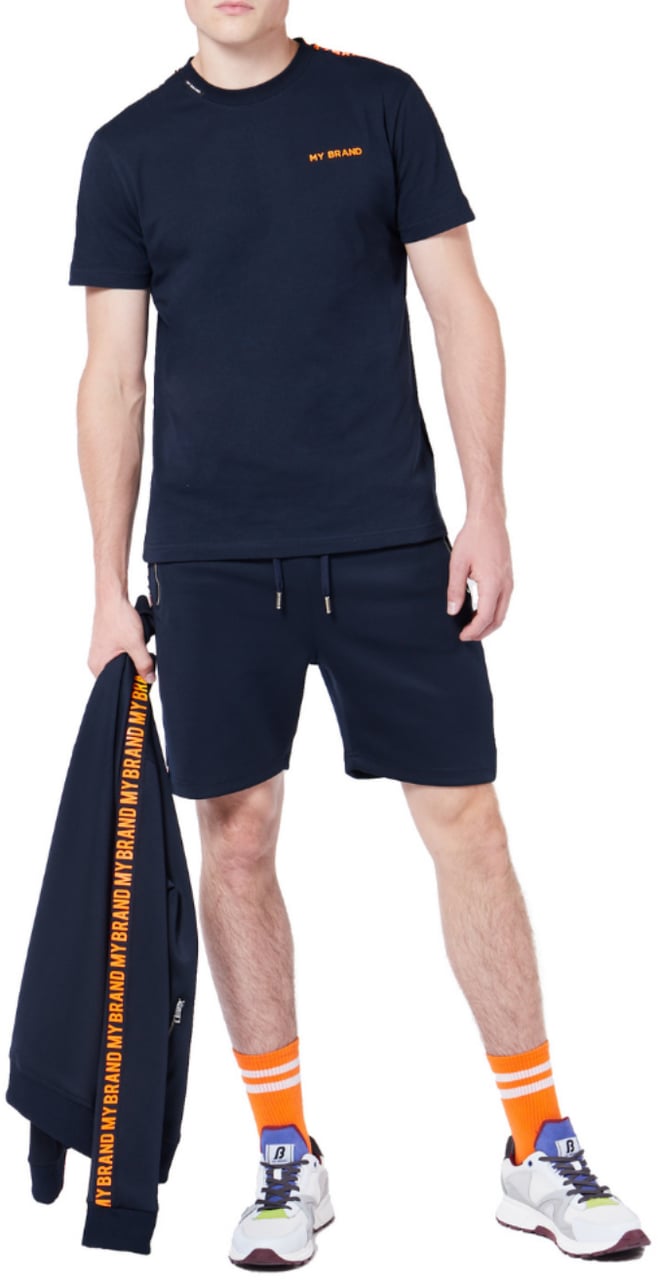 My Brand My Brand Tape T-Shirt | NAVY - ORANGE Blauw