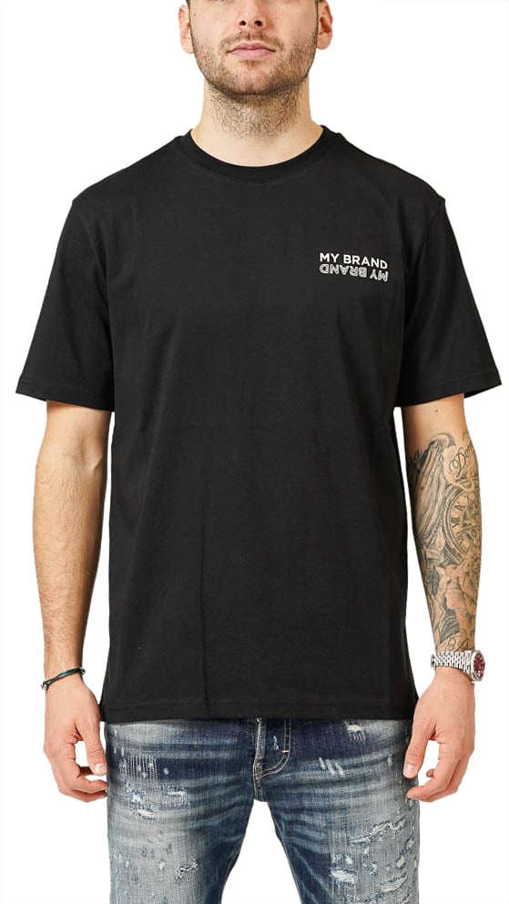 My Brand MY BRAND UPSIDE DOWN CHEST BLACK T-SHIRT | BLACK Zwart