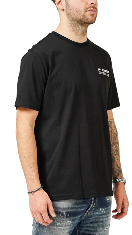 My Brand MY BRAND UPSIDE DOWN CHEST BLACK T-SHIRT | BLACK Zwart