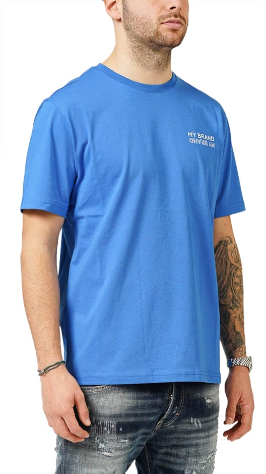 My Brand MY BRAND UPSIDE DOWN CHEST KOBALT T-SHIRT | KOBALT BLUE Blauw