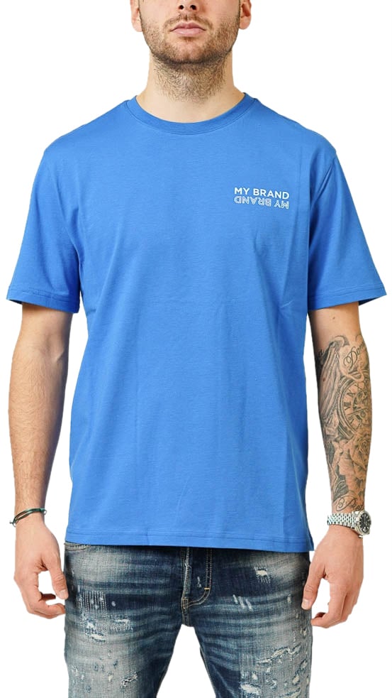 My Brand MY BRAND UPSIDE DOWN CHEST KOBALT T-SHIRT | KOBALT BLUE Blauw