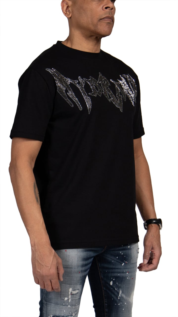 My Brand MYBRAND Winged Emblem Sparkle Tee Black | BLACK Zwart