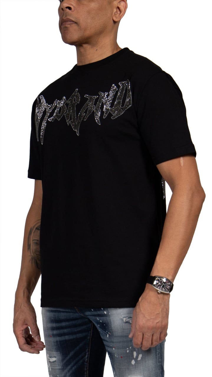 My Brand MYBRAND Winged Emblem Sparkle Tee Black | BLACK Zwart