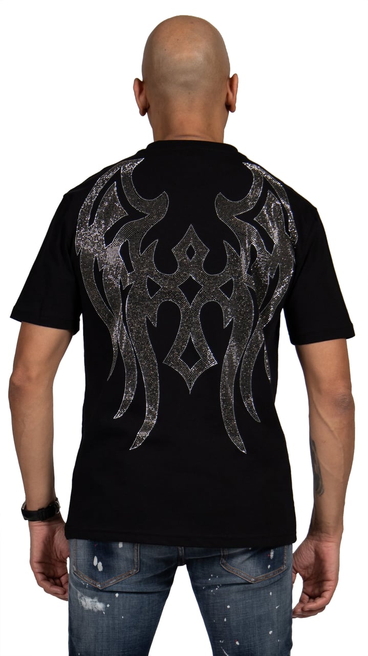 My Brand MYBRAND Winged Emblem Sparkle Tee Black | BLACK Zwart