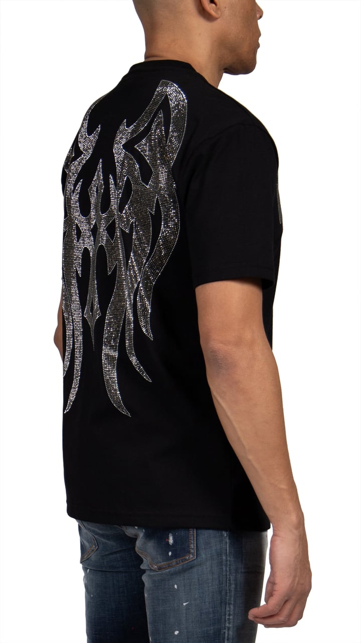 My Brand MYBRAND Winged Emblem Sparkle Tee Black | BLACK Zwart