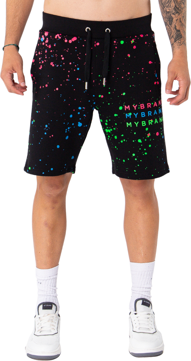 My Brand Neon Paint Splash MB Shorts Black | BLACK Zwart