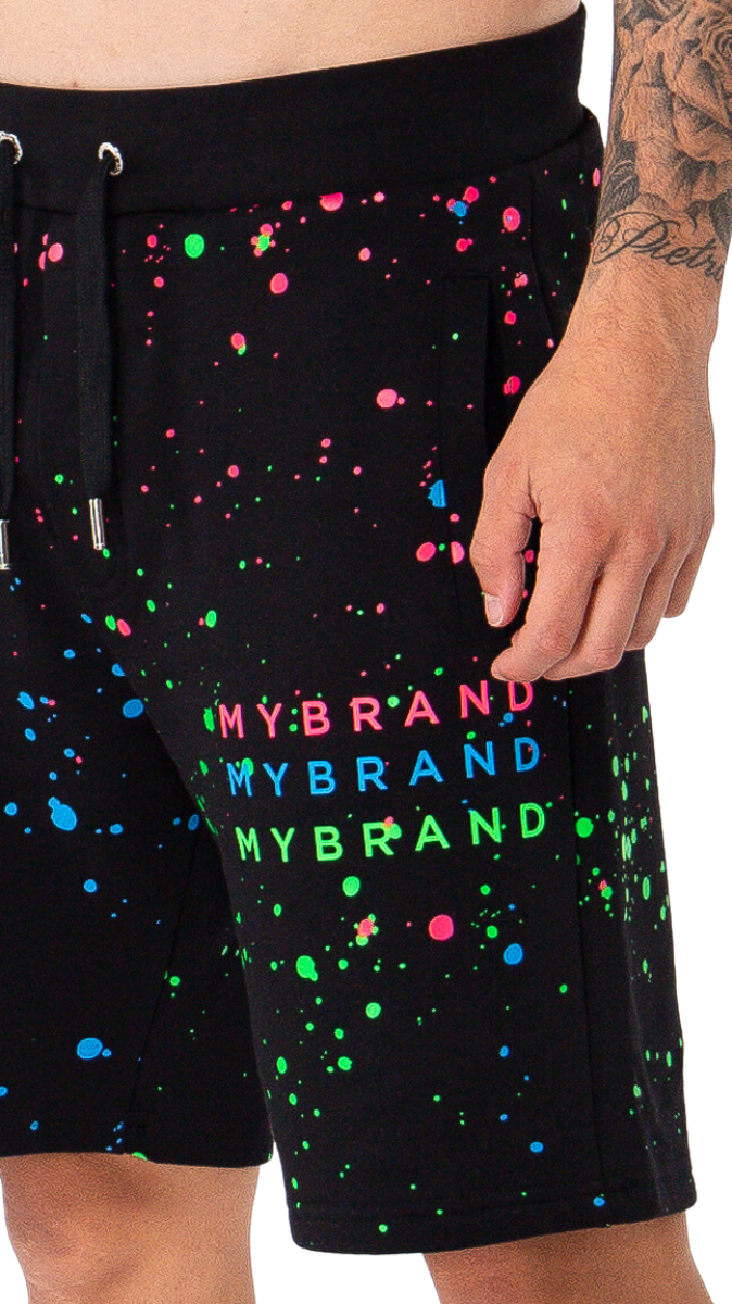 My Brand Neon Paint Splash MB Shorts Black | BLACK Zwart