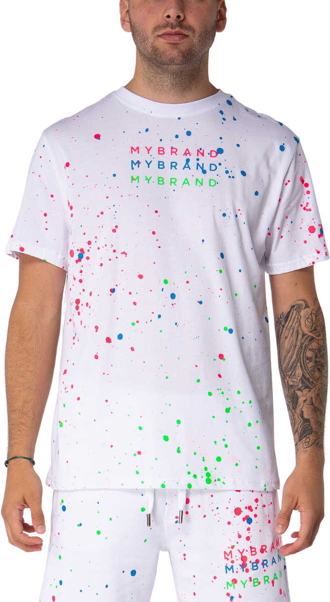 My Brand Neon Paint Splash MB Tshirt White | WHITE Wit