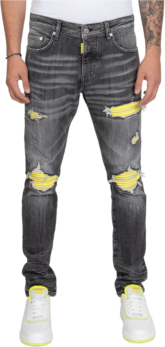 My Brand NEON RIPPED BIKER LABEL, NEON LEBEL | GREY JEANS Grijs