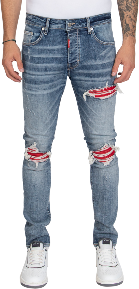 My Brand RED RIPPED BIKER JEANS, RED LABEL | DENIM Blauw