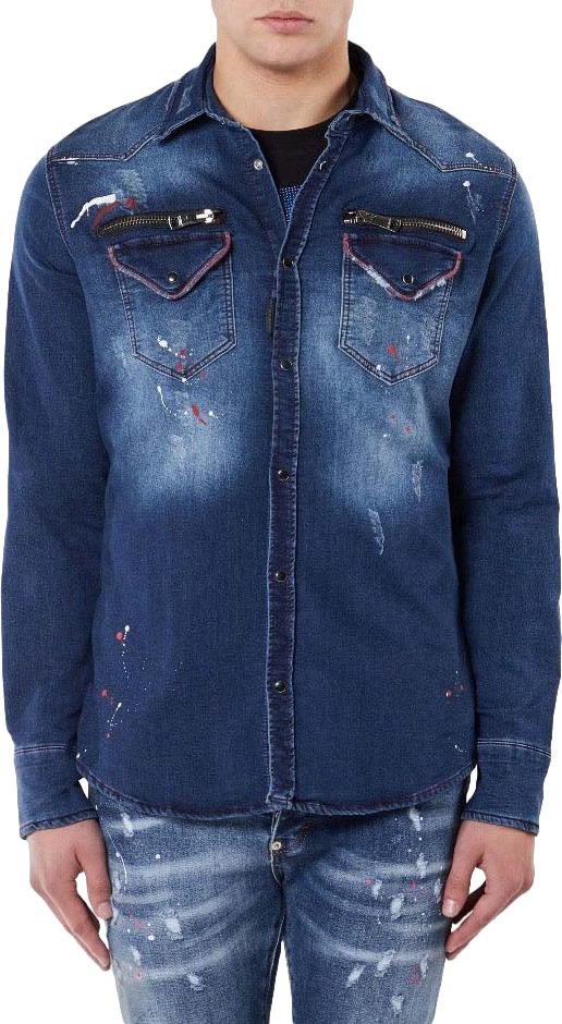 My Brand RED WHITE DESTROYED BLOUSE | BLUE Blauw