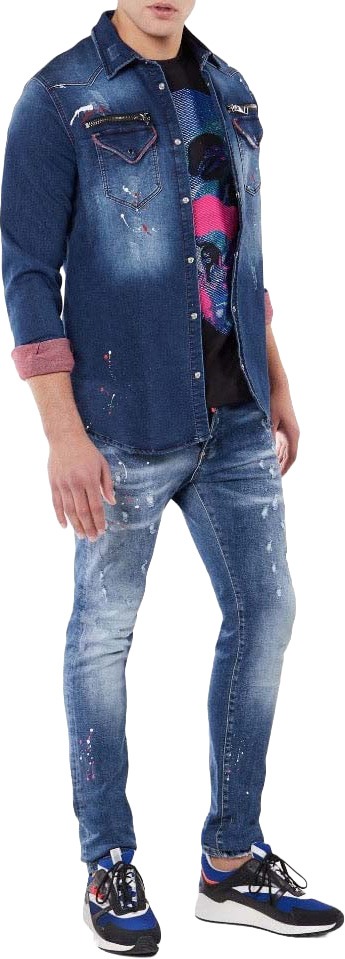 My Brand RED WHITE DESTROYED BLOUSE | BLUE Blauw