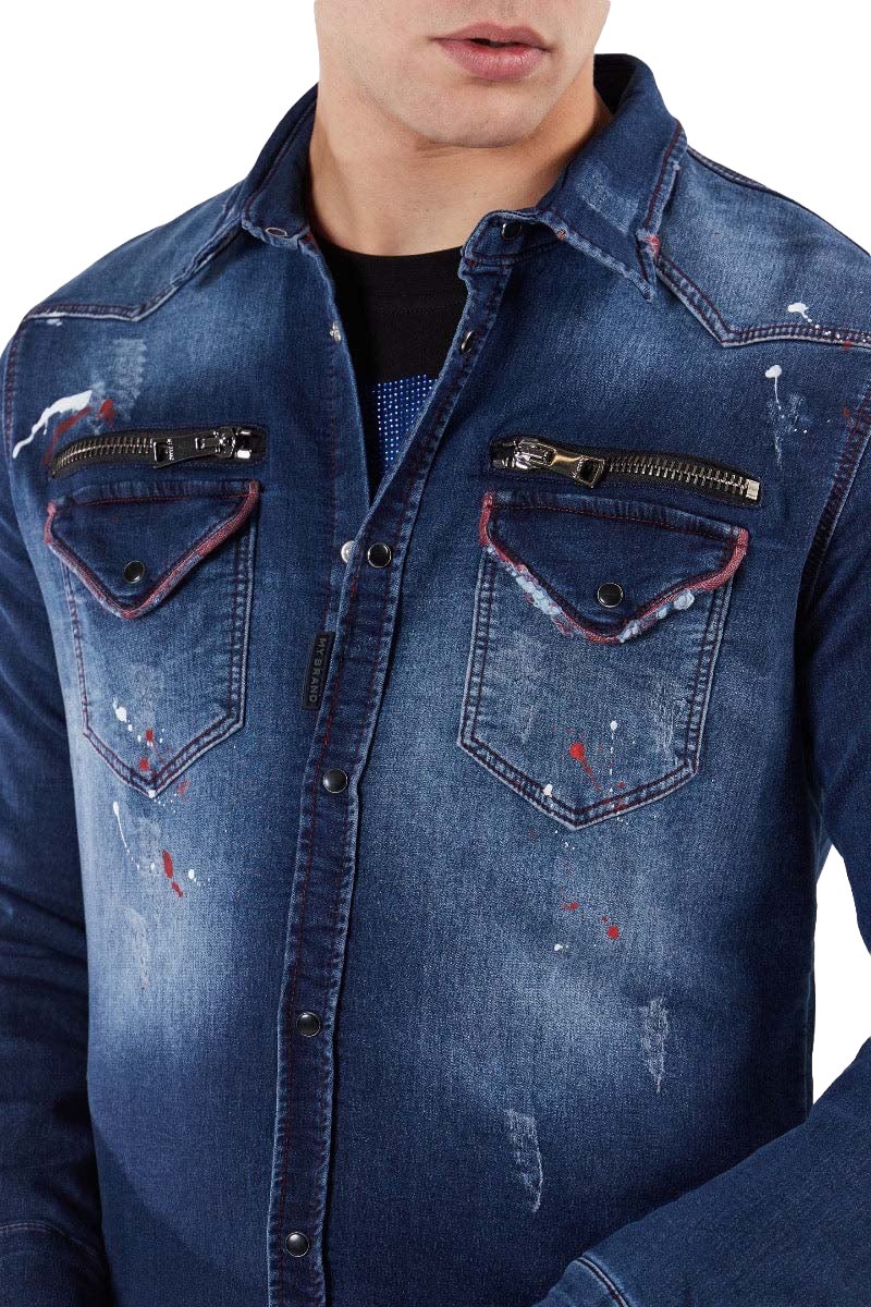 My Brand RED WHITE DESTROYED BLOUSE | BLUE Blauw