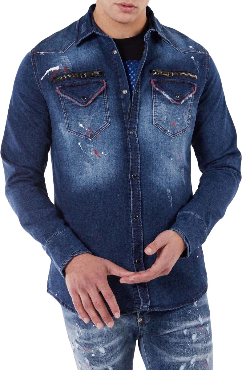 My Brand RED WHITE DESTROYED BLOUSE | BLUE Blauw