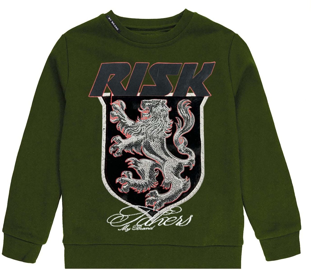 My Brand RISK LION LONGSLEEVE | ARMY Groen
