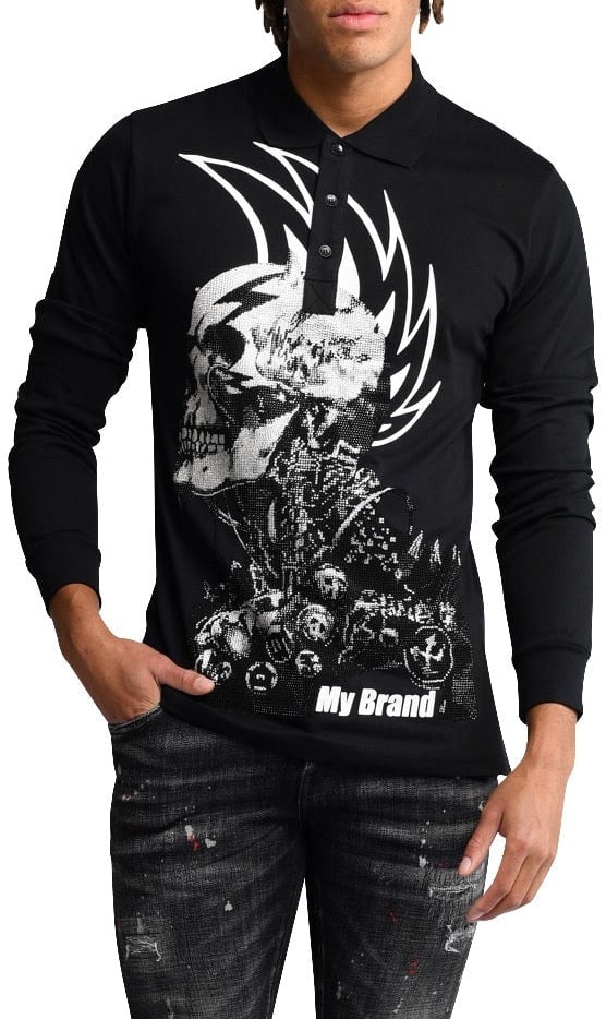 My Brand Rock Legends Longsleeve Polo | BLACK Zwart