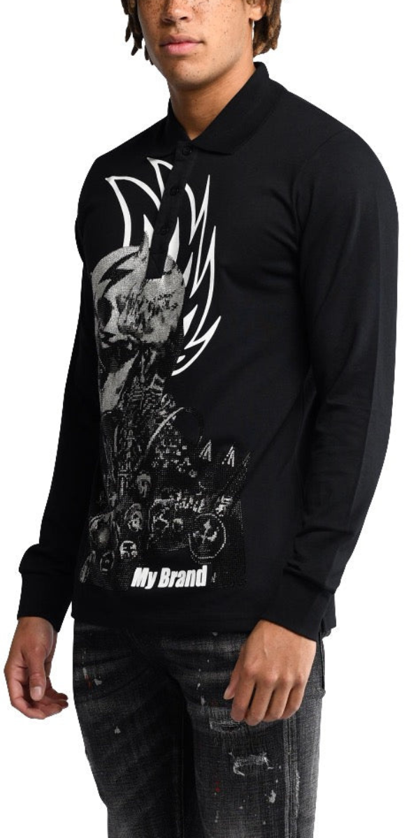 My Brand Rock Legends Longsleeve Polo | BLACK Zwart