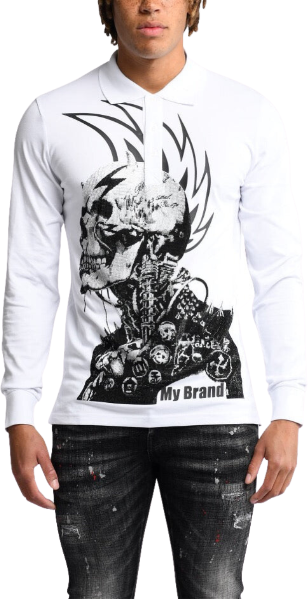 My Brand Rock Legends Longsleeve Polo | WHITE Wit