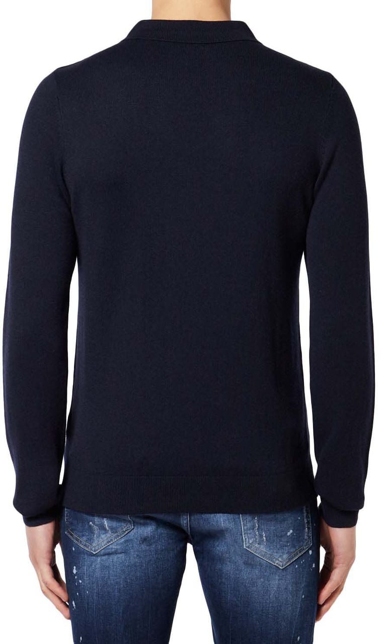 My Brand Solid M Longsleeve Polo | BLUE Blauw