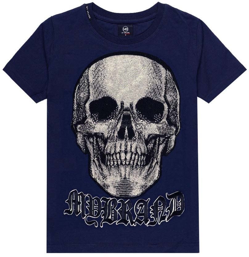 My Brand White Skull T-Shirt | NAVY Blauw