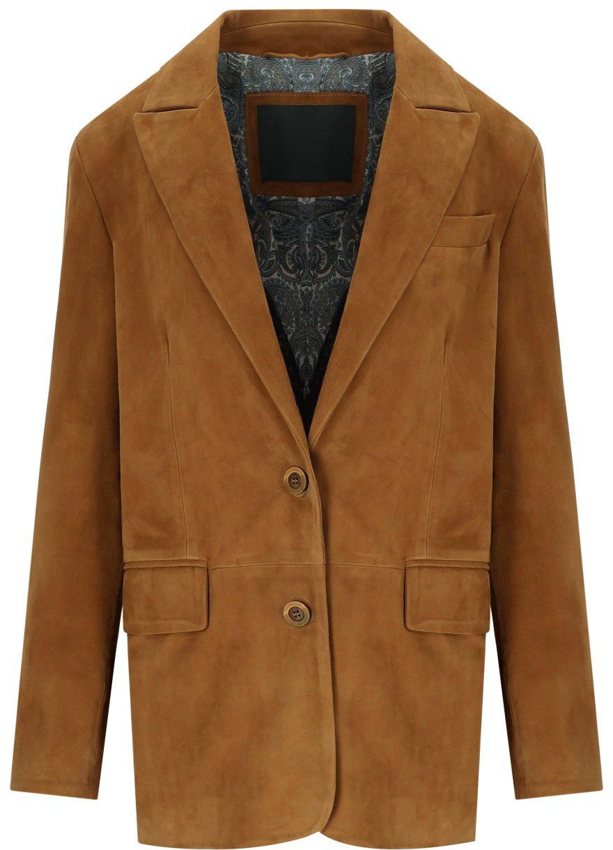 MYSKIN CAMEL SINGLE-BREASTED BLAZER Bruin