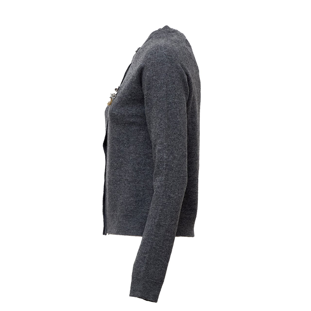 N 21 Jeweled Button Crewneck Cardigan Grijs
