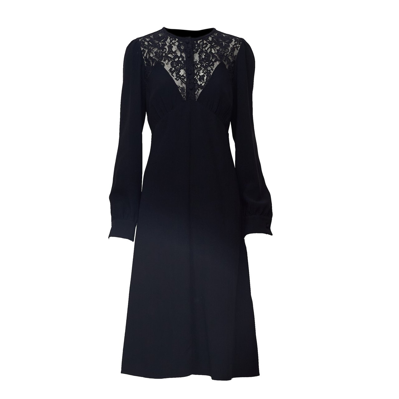 N 21 Midi Dress With Lace Insert And Button Detailing Zwart