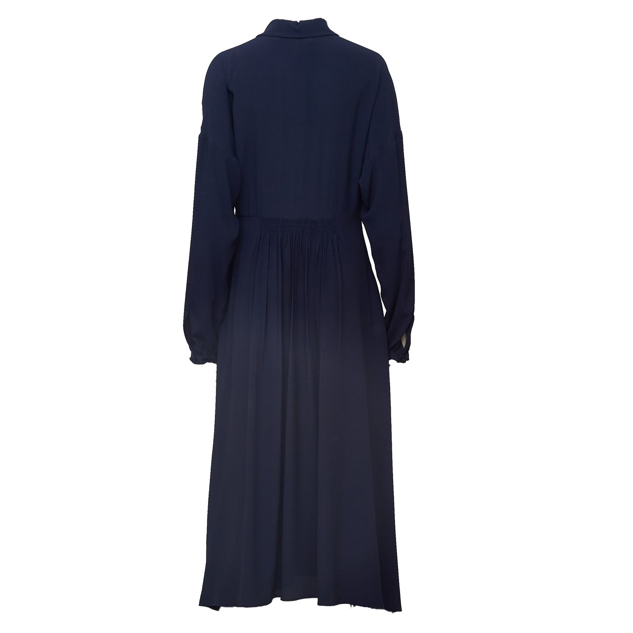 N 21 Gathered Waist Midi Dress With Classic Collar Zwart