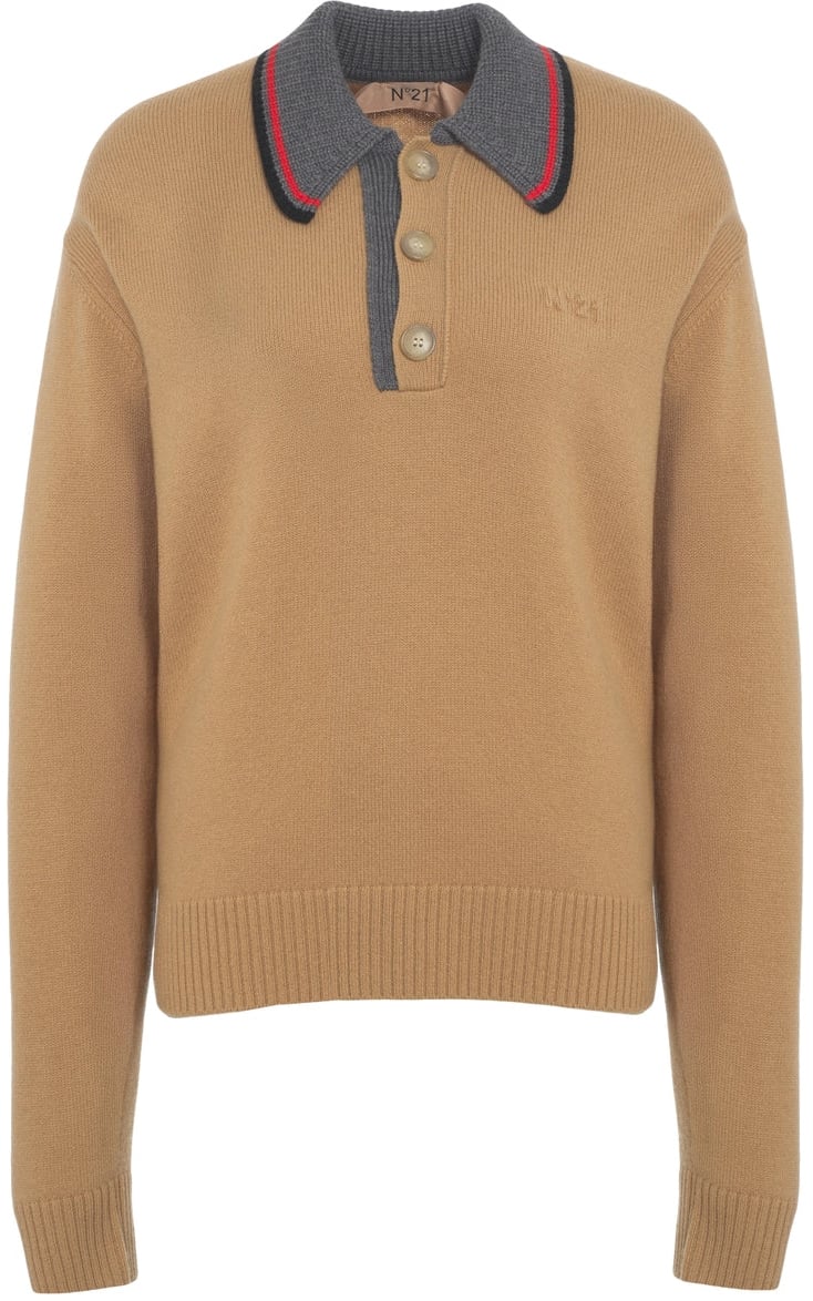 N 21 Knit Polo Sweater Beige
