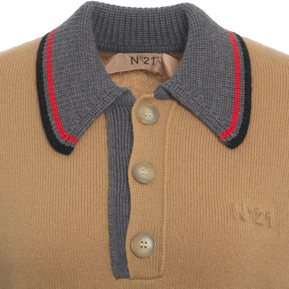 N 21 Knit Polo Sweater Beige