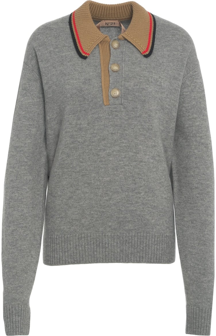 N 21 Polo Collar Pullover Beige