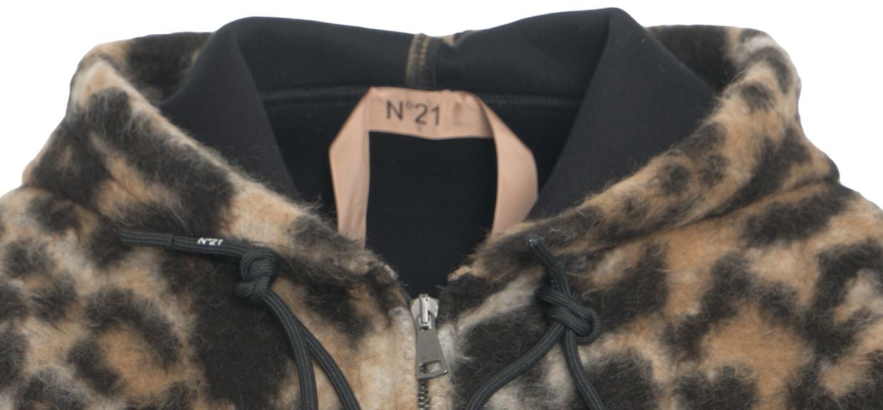 N 21 Hooded jacket made of faux fur Bruin