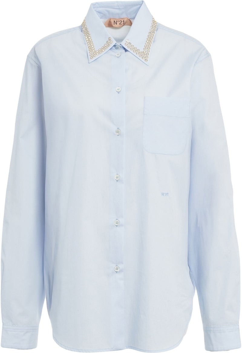 N 21 Blouse with strass application Blauw