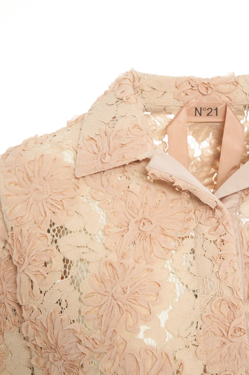 N 21 Lace blouse with floral pattern Beige