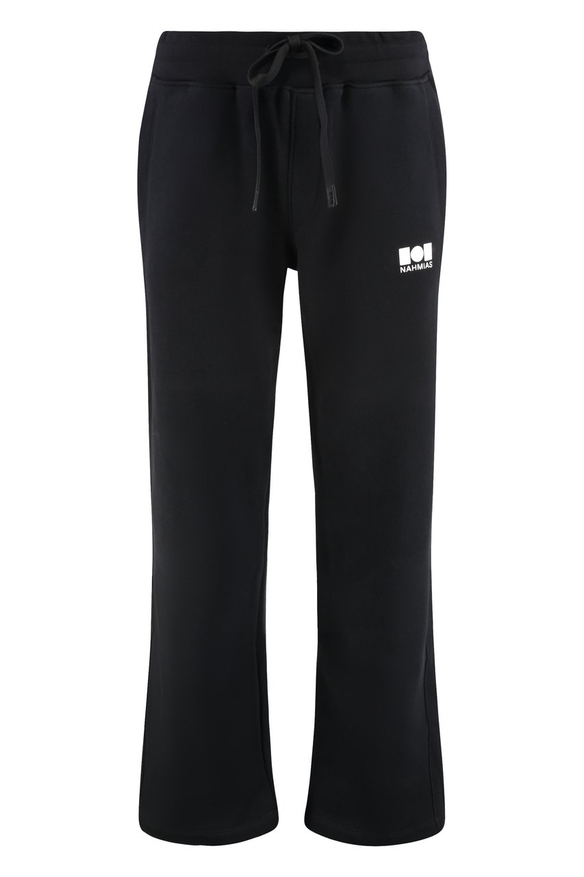 Nahmias Logo detail cotton track-pants Zwart