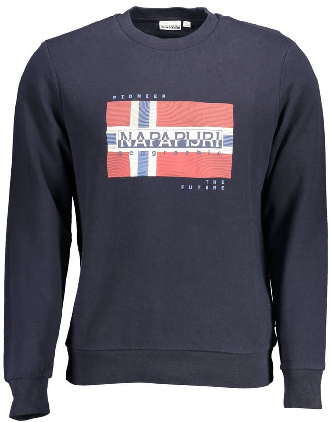 Napapijri Blue Cotton Men's Sweatshirt Blauw
