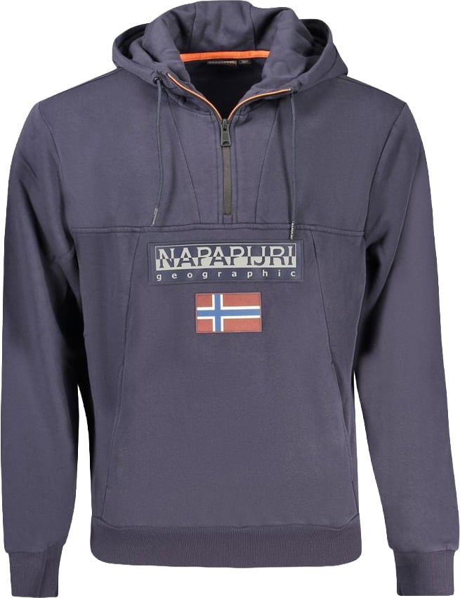 Napapijri Blue Cotton Men's Hoodie Blauw