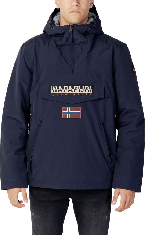 Napapijri Blue Polyester Shell Jacket Blauw