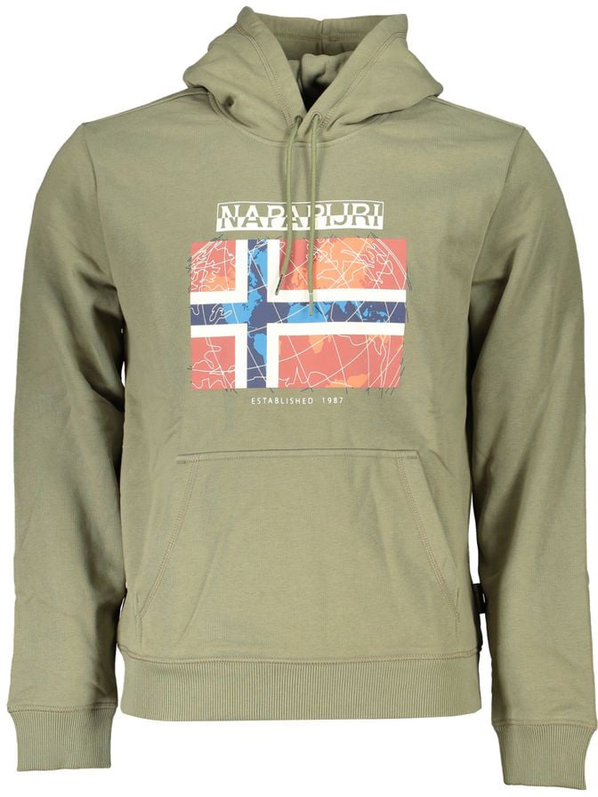 Napapijri "Verde Cotton Men's Sweatshirt with Hood" Groen