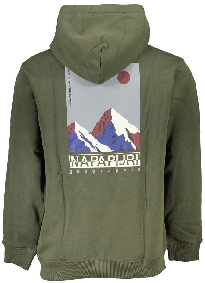 Napapijri Verde Cotton Men Sweatshirt with Hood Groen