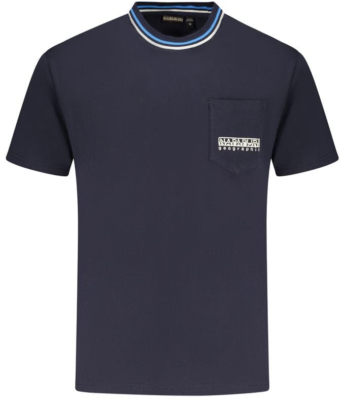 Napapijri Blue Organic Cotton Men's T-Shirt Blauw