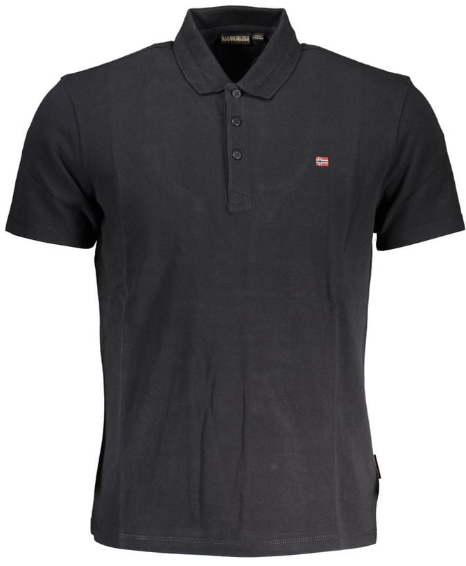 Napapijri Black Cotton Men Polo Shirt Zwart