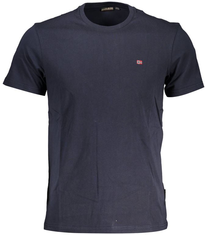 Napapijri Blue Cotton Men T-Shirt Blauw