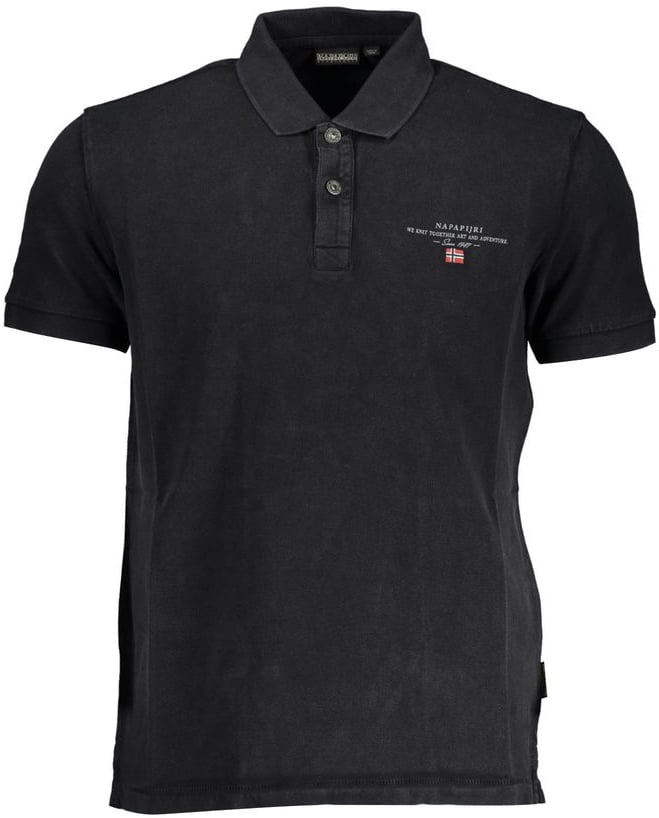 Napapijri Napapijri Nero Cotton Men Polo Shirt Zwart