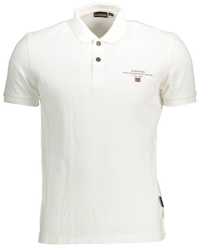 Napapijri White Cotton Men Polo Shirt Wit