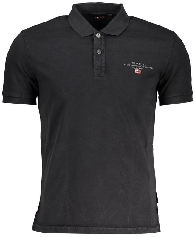 Napapijri Black Cotton Men Polo Shirt Zwart